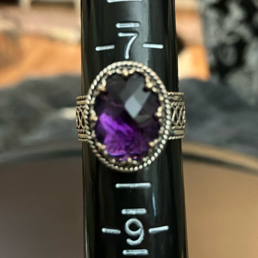 Amethyst and sterling silver ring